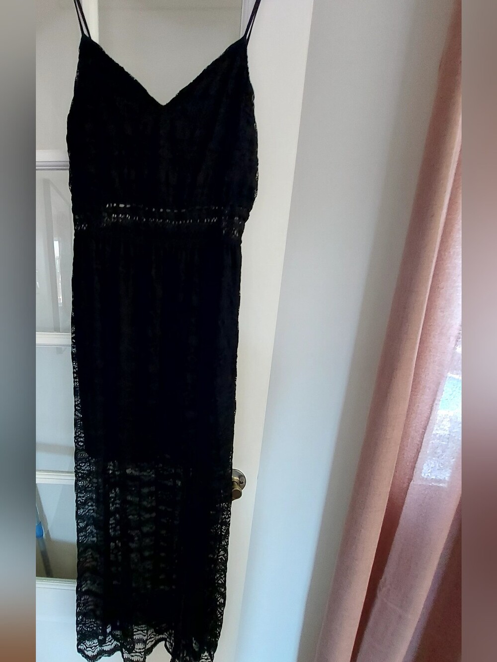Black Lace Maxi Dress with Spaghetti Straps